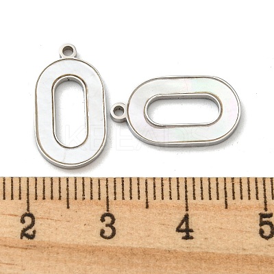 304 Stainless Steel Pave Shell Pendants STAS-L022-206P-1
