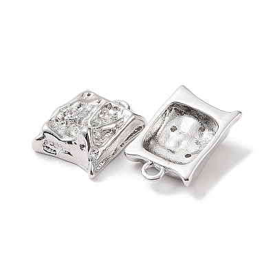 Brass Micro Pave Clear Cubic Zirconia Pendants KK-G491-19P-1