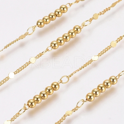 Brass Handmade Beaded Chains CHC-G006-07G-1