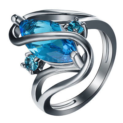 Horse Eye Brass Pave Cubic Zirconia Finger Rings for Women FS-WG8B7C3-07-1