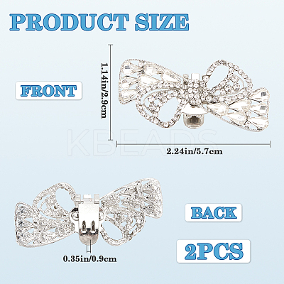 2Pcs Bowknot Alloy Rhinestone Shoe Decorations FIND-CP0002-28B-1