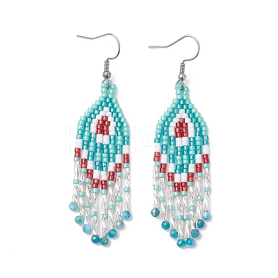 Natural Magnesite Rhombus Dangle Earrings EJEW-MZ00567-03-1
