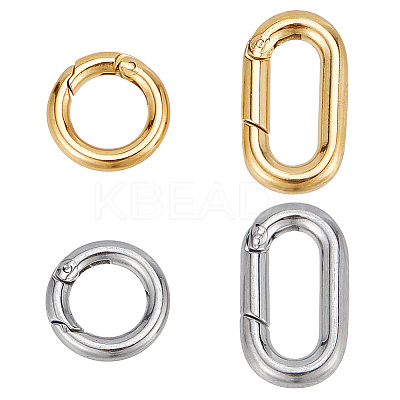 4Pcs 4 Styles 304 Stainless Steel Spring Gate Rings STAS-GO0001-26-1