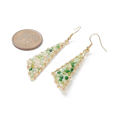Glass Beaded Triangle Dangle Earrings EJEW-JE05255-1