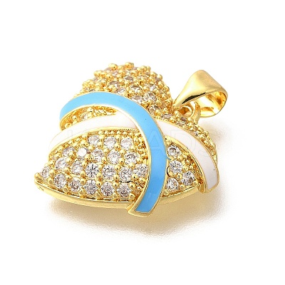 Brass Micro Pave Clear Cubic Zirconia Enamel Pendants KK-M297-20G-1