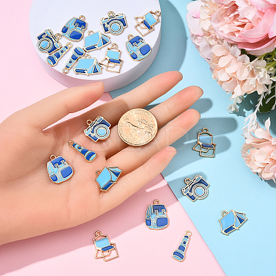 20Pcs 5 Styles Camping Equipment Series Alloy Enamel Pendants FIND-YW0007-13B-1
