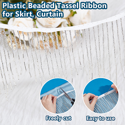 1.8 Yards Glass Beads Fringe Tassel Lace Trim Ribbon OCOR-OC0001-70C-1