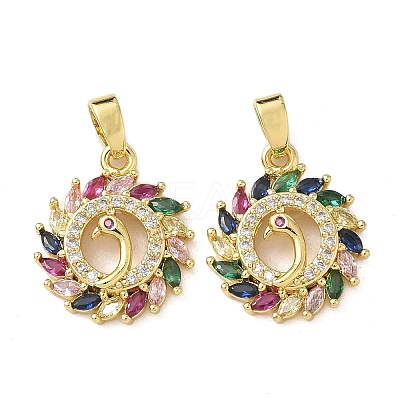 Brass Micro Pave Cubic Zirconia Pendants KK-P334-31G-1