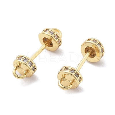 Brass Micro Pave Clear Cubic Zirconia Connector Charms KK-B134-43G-1