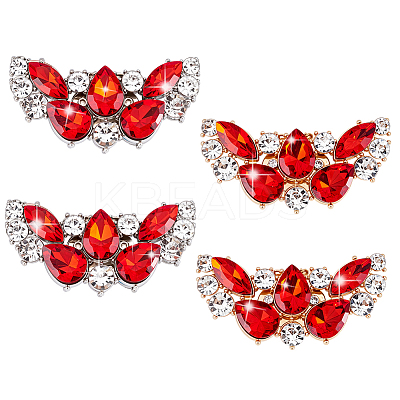 4Pcs 2 Colors Wing Alloy with Glass Rhinestone and Iron Shoe Buckle Clips FIND-PH0027-96B-1