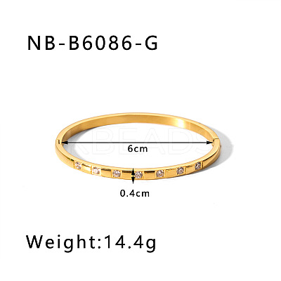 304 Stainless Steel Pave Cubic Zirconia Bangles FS-WG09E60-29-1