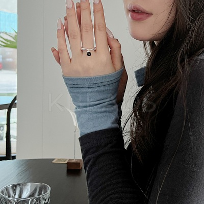 S925 Sterling Silver Open Cuff Ring for Women RJEW-M164-03-1