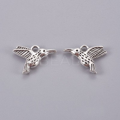 Tibetan Style Alloy Hummingbird Charms Pendants TIBEP-1096-AS-LF-1