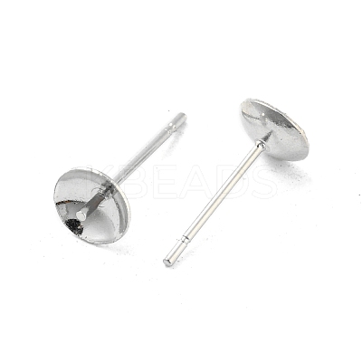 Iron Ear Studs Settings for Half Drilled Beads IFIN-E707-N-1