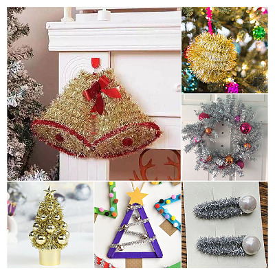 20 Yards 2 Colors Plastic Shiny Tinsel Hanging Garland AJEW-TA0002-16-1