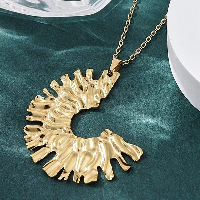 Exaggerated Semicircle 304 Stainless Steel Pendant Necklaces NJEW-M096-27G-1