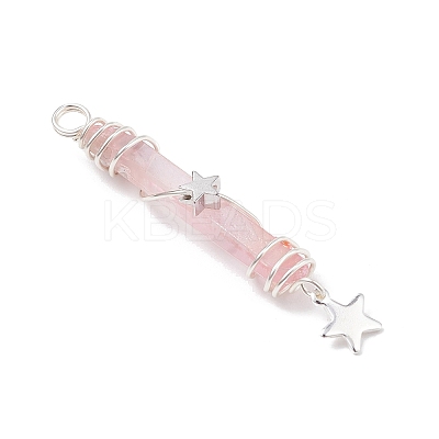 3Pcs 3 Styles Electroplated Natural Quartz Crystal Pointed Copper Wire Wrapped Pendants PALLOY-JF03767-05-1
