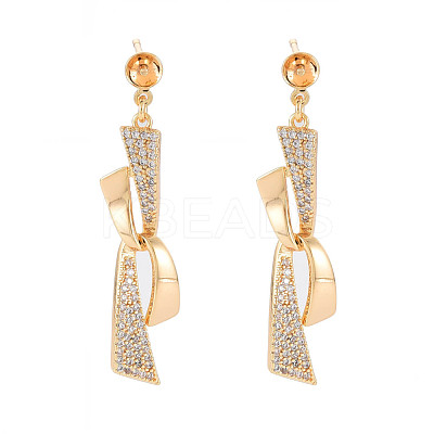 Brass Micro Pave Cubic Zirconia Stud Earring Findings KK-S364-042-1