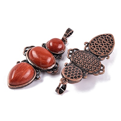 Natural Red Jasper Pendants G-Q158-04-09-1