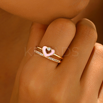 Fashionable Cute Brass Cubic Zirconia Cuff Rings XX5517-1