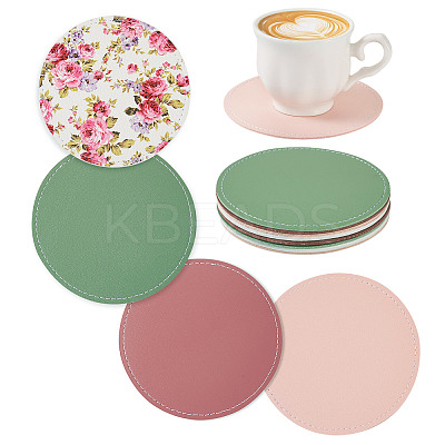 Magibead 8Pcs 4 Styles PU Leather Cup Mats AJEW-MB0001-09B-1