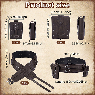 Imitation Leather Belts with 2Pcs PU Leather Wallets AJEW-NB0006-73-1