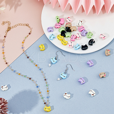 36Pcs 9 Colors Spray Printed Alloy Beads FIND-FH0017-24-1