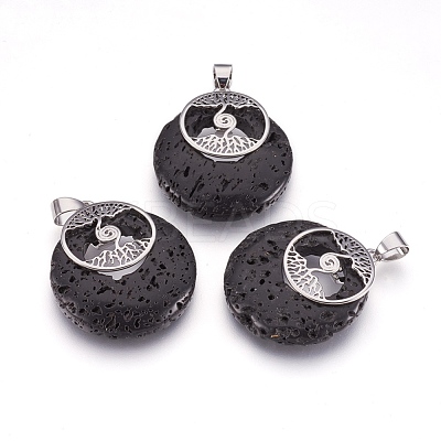 Natural Lava Rock Pendants KK-F751-B19-1