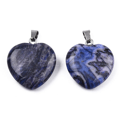 Natural Map Stone Pendants G-N0325-18A-1