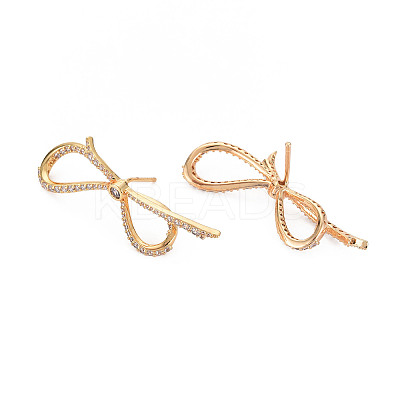 Bowknot Clear Cubic Zirconia Stud Earrings EJEW-S199-25G-NF-1