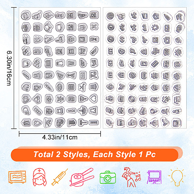 2Pcs 2 Styles Daily Theme Transparent Silicone Stamps Set DIY-CP0009-61-1