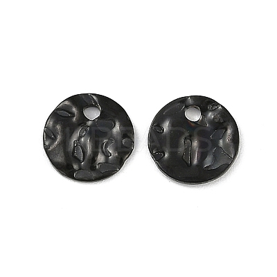 304 Stainless Steel Textured Disc Charms STAS-Q336-11A-B-1