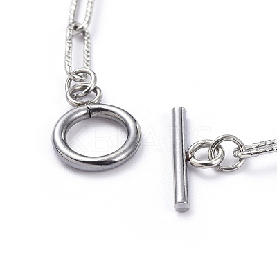 Non-Tarnish 304 Stainless Steel Textured Paperclip Chains Necklaces NJEW-JN02742-1