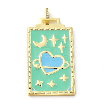 Brass Micro Pave Cubic Zirconia Pendant with Enamel KK-H458-02G-K01-1