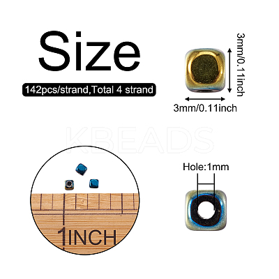 4 Strands 4 Colors PVD Vacuum Plating Electroplate Non-magnetic Synthetic Hematite Bead Strands G-FW0001-16-1
