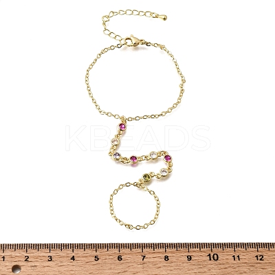 Brass Micro Pave Cubic Zirconia Mittens Bracelets BJEW-C156-01G-1