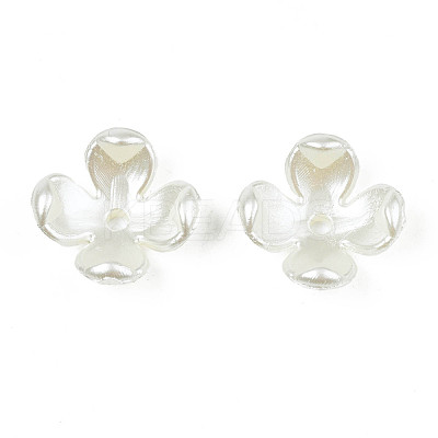 4-Petal ABS Plastic Imitation Pearl Bead Caps OACR-S020-31-1