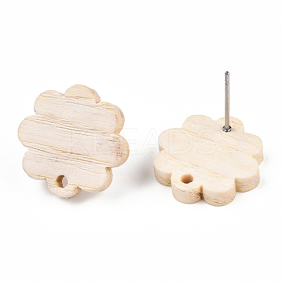 Ash Wood Stud Earring Findings EJEW-N017-011X-1