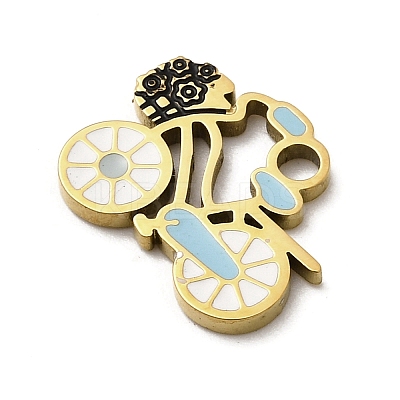 304 Stainless Steel Enamel Charms STAS-I336-28G-1