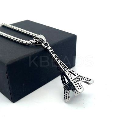 Vintage Paris Eiffel Tower Pendant 304 Stainless Steel Men’s Necklaces EO0985-1