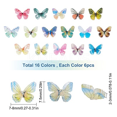 96 Pcs 3D Resin Cabochons MRMJ-SC0001-02-1