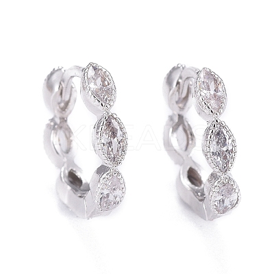 Brass Micro Pave Cubic Zirconia Huggie Hoop Earrings LS-EJEW-K083-34P-B-1