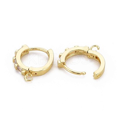 Brass Huggie Hoop Earring Findings ZIRC-Q022-033G-NF-1