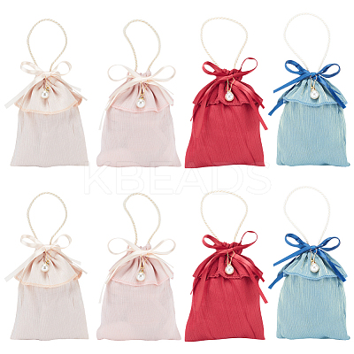 8 Sets 4 Colors Satin Jewelry Drawstring Gift Bags ABAG-BC0001-40-1