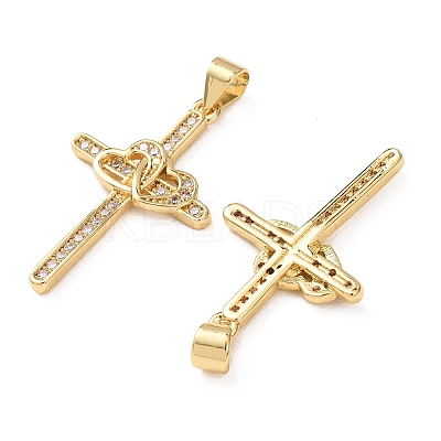 Rack Plating Brass Micro Pave Cubic Zirconia Pendants ZIRC-C040-45G-02-1