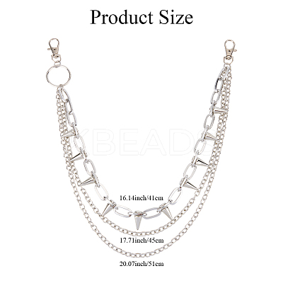 1Pc Aluminum & Alloy Spike Rivets 3 Layer Trousers Chains AJEW-SC0031-17-1