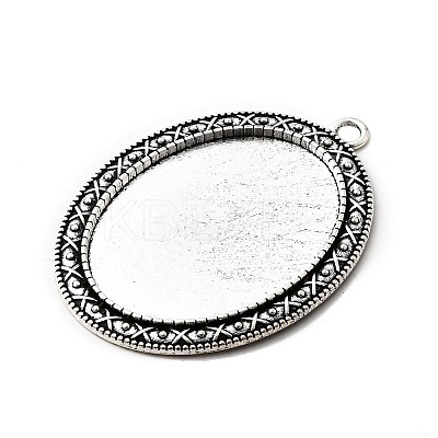 Tibetan Style Zinc Alloy Pendant Cabochon Settings TIBEP-M004-06AS-RS-1