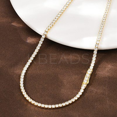 925 Sterling Silver Pave Crystal Cubic Zirconia Tennis Necklaces for Women NJEW-C096-01A-G02-1