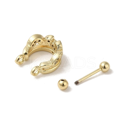 Rack Plating Brass Pave Clear Cubic Zirconia Nose Studs for Women Men EJEW-C097-23G-G-1