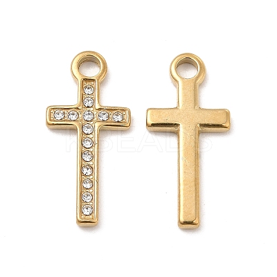 PVD Vacuum Plating 201 Stainless Steel with Rhinestone Pendants STAS-J401-VC1003-1